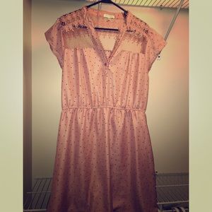 Pink/Black Polka Dot Dress w/ Open Lace Top